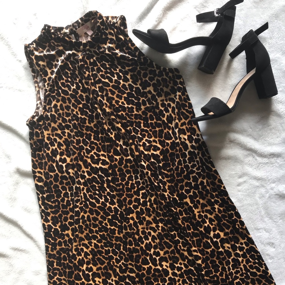 GB Girls Cheetah Leopard Velvet Sleeveless Dress